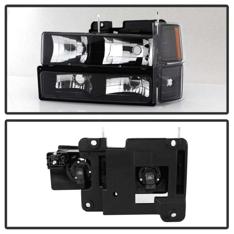 Phares Xtune Chevy Suburban 94-98 avec feux d'angle et de stationnement 8 pièces Noir HD-JH-CCK88-AM-BK-SET