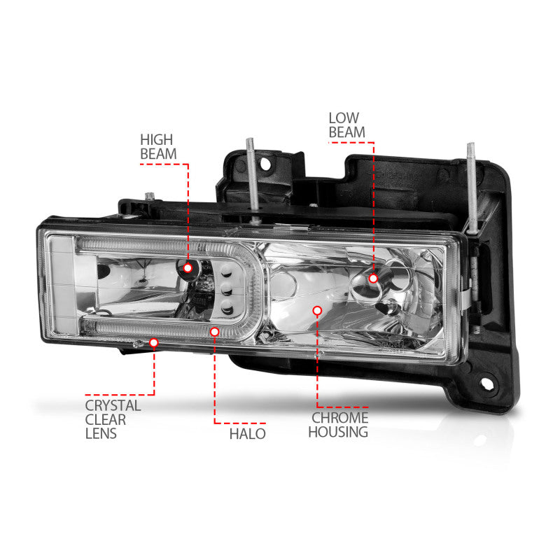 Phares en cristal ANZO 1999-2000 Cadillac Escalade