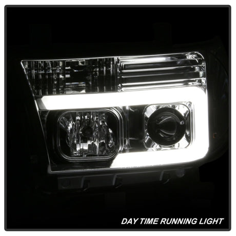 Phares de projecteur DRL à barre lumineuse Spyder 07-13 Toyota Tundra V2 - Chrome (PRO-YD-TTU07V2-LB-C)
