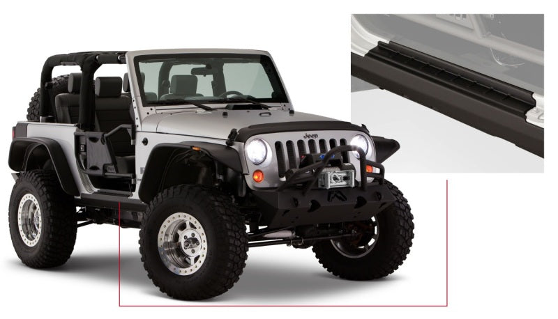 Cache-bas de caisse et plaque de seuil Bushwacker 07-18 Jeep Wrangler Trail Armor - Noir