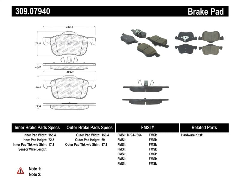 Plaquettes de frein avant StopTech Performance 01-09 Volvo S60 / 99-06 S80 / 01-07 V70/V70R