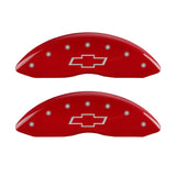 MGP 4 Caliper Covers Engraved Front & Rear Bowtie Red Finish Silver Char 2016 Chevrolet SS