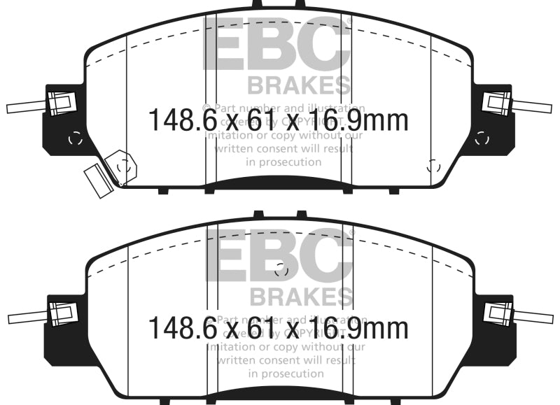 Plaquettes de frein avant EBC Yellowstuff pour Honda Accord LX Sedan 2.4L 2016+