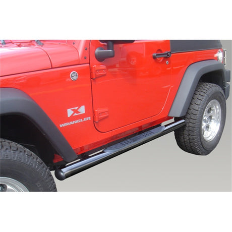 Marchepieds latéraux ronds Rugged Ridge de 3 pouces, noirs, pour Jeep Wrangler 2 portes 07-18