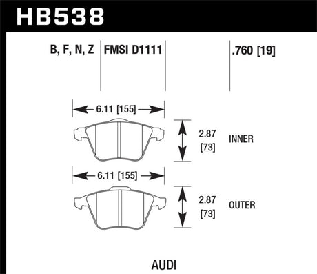 Plaquettes de frein avant pour Audi A4 Cabriolet HPS 5.0 2009-2009 Hawk