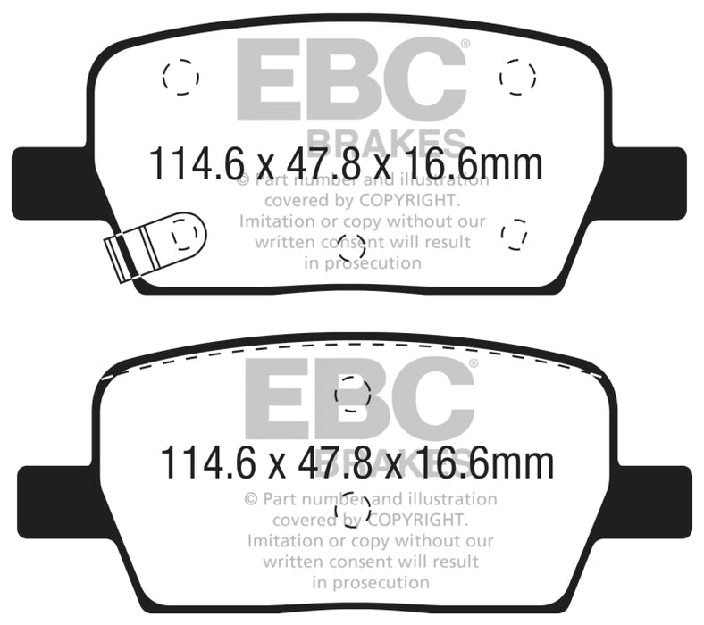 Plaquettes de frein arrière EBC 2016+ Cadillac CT6 2.0L Turbo Yellowstuff