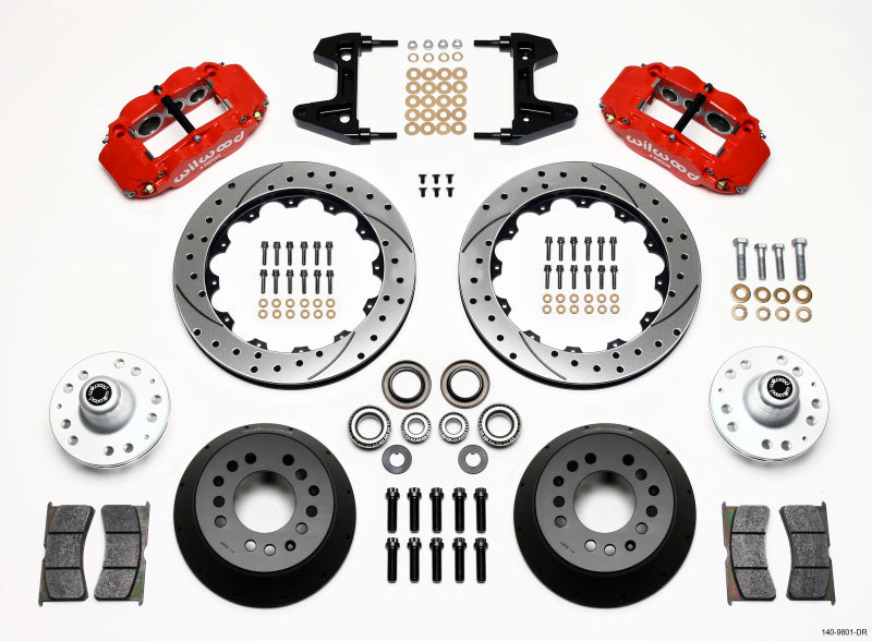 Wilwood Narrow Superlite 6R Front Hub Kit 12.88in Drill Red 74-80 Pinto/Mustang II Disc Spindle only