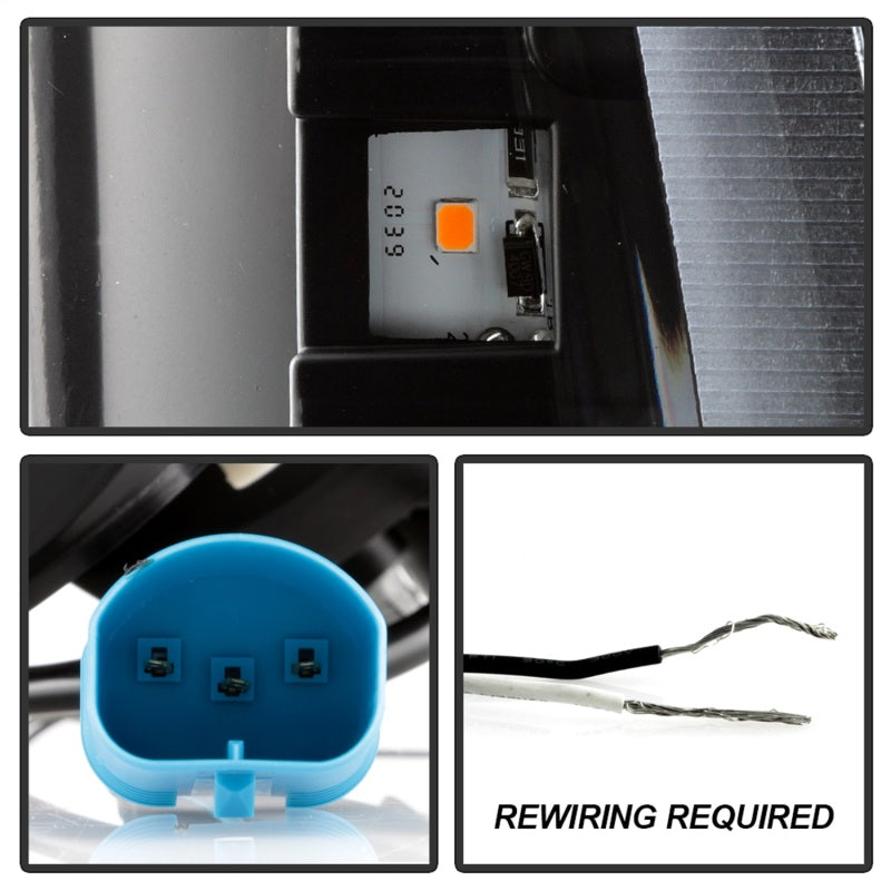 Phares à LED Spyder Ford F-250 99-04/Excursion 00-04 1 pièce - Noir PRO-YD-FF25099V2PL-BK