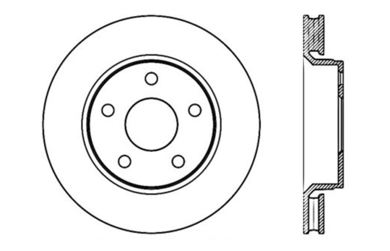 Disque de frein avant droit perforé et rainuré StopTech pour Jeep Wrangler 07-13