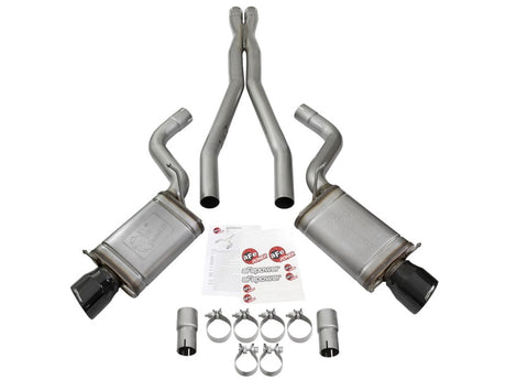 Système d'échappement double en acier inoxydable aFe Mach Force-Xp 3 pouces CB avec embouts noirs 09-15 Cadillac CTS-V