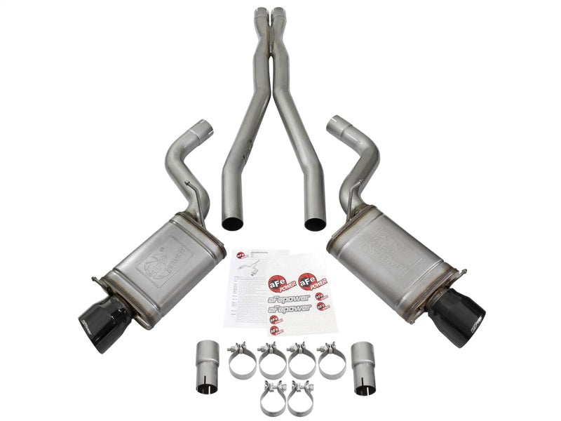 Système d'échappement double en acier inoxydable aFe Mach Force-Xp 3 pouces CB avec embouts noirs 09-15 Cadillac CTS-V