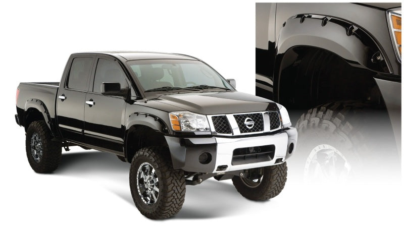 Élargisseurs de capot Bushwacker 04-15 Nissan Titan Pocket Style 2 pièces - Noir