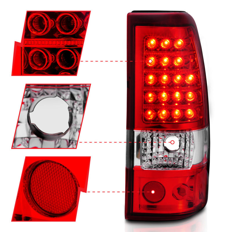Feux arrière à LED ANZO 2003-2006 Chevrolet Silverado 1500 Rouge/Clair