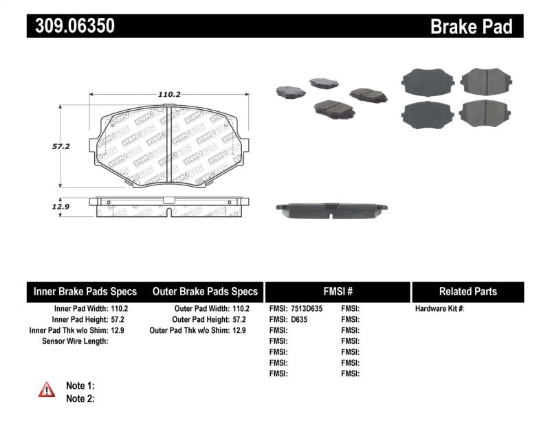 Plaquettes de frein avant StopTech Performance 94-97/99-05 Miata avec suspension normale D635