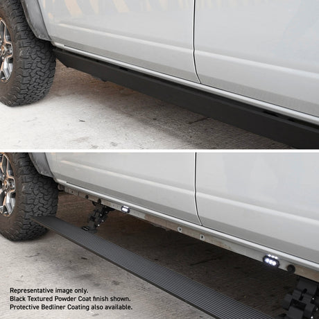 Kit de marchepieds électriques Go Rhino 22-24 Toyota Tundra Crew Cab E-BOARD E1 - Revêtement de doublure de caisse