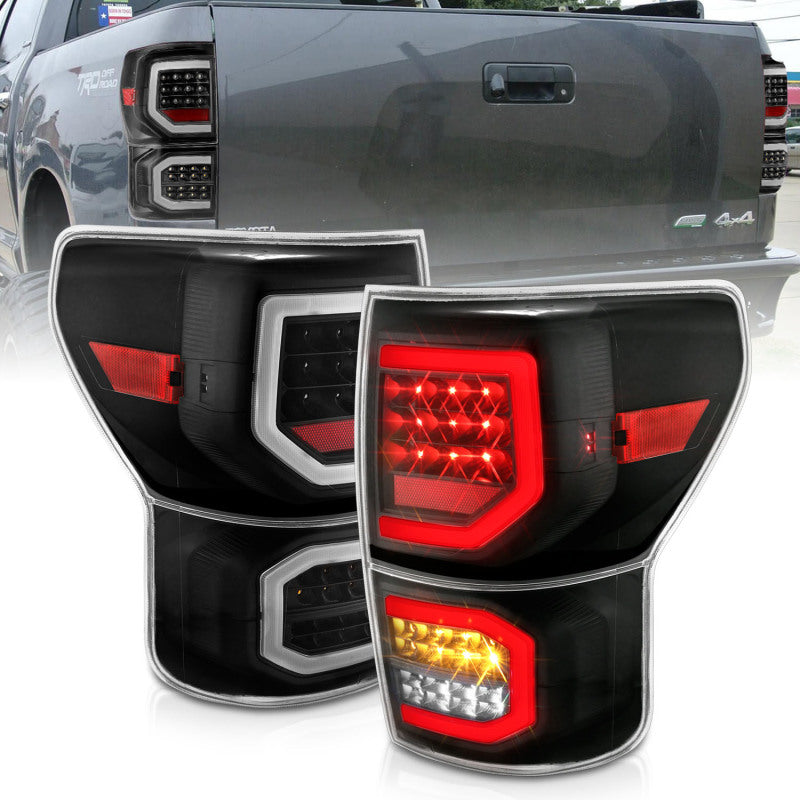Feux arrière à LED ANZO 2007-2013 Toyota Tundra style planche noir avec lentille transparente