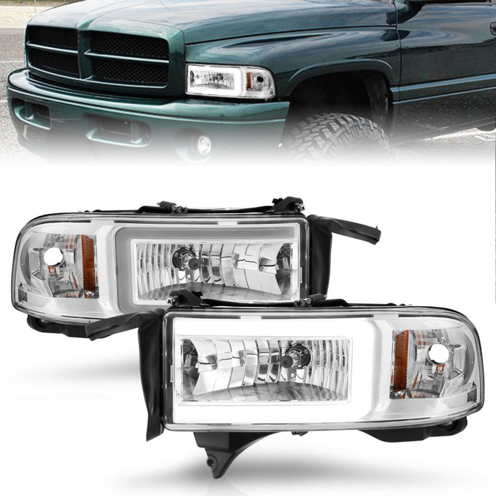 Phare ANZO 94-02 Dodge RAM Crystal - avec barre lumineuse et boîtier chromé