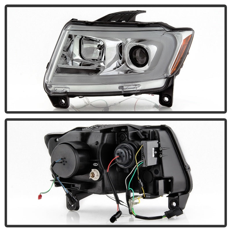 Jeep Grand Cherokee Spyder 11-13 - Phares de projet Light Bar - Modèle Halo - Chro - PRO-YD-JGC11-LB-C