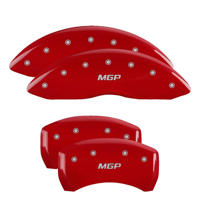 MGP Front set 2 Caliper Covers Engraved Front MGP Red finish silver ch