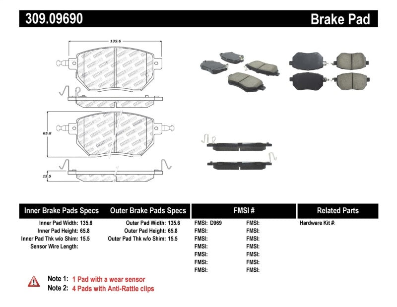 Plaquettes de frein avant StopTech Performance 03-11/05 Infiniti / 05-06 Nissan