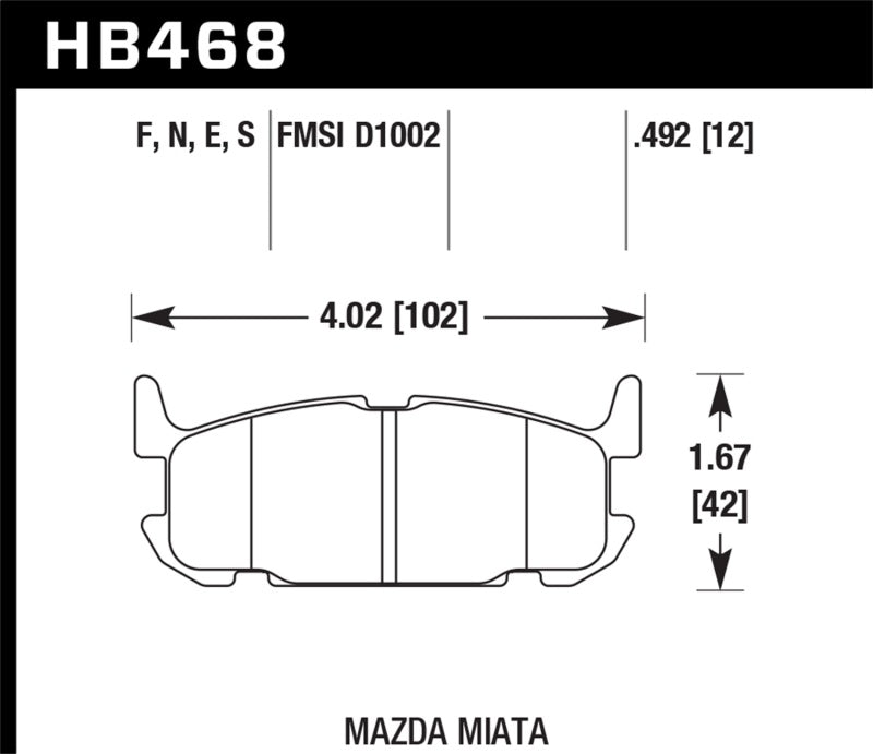 Plaquettes de frein arrière Hawk 04-05 Mazda Miata HT-10 Race