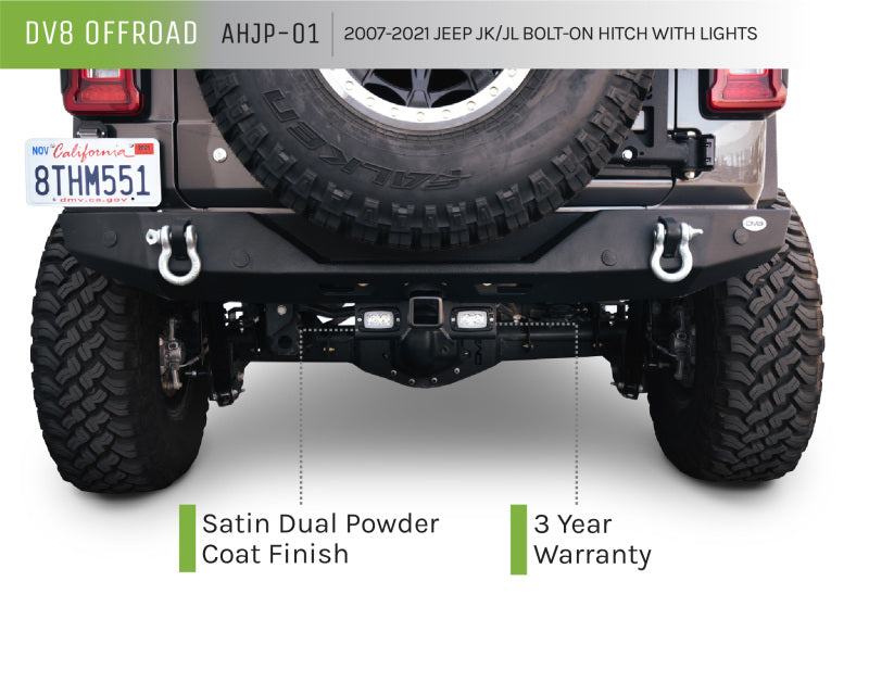 Attelage boulonné DV8 Offroad 07-21 Jeep Wrangler (JK/JL) avec feux