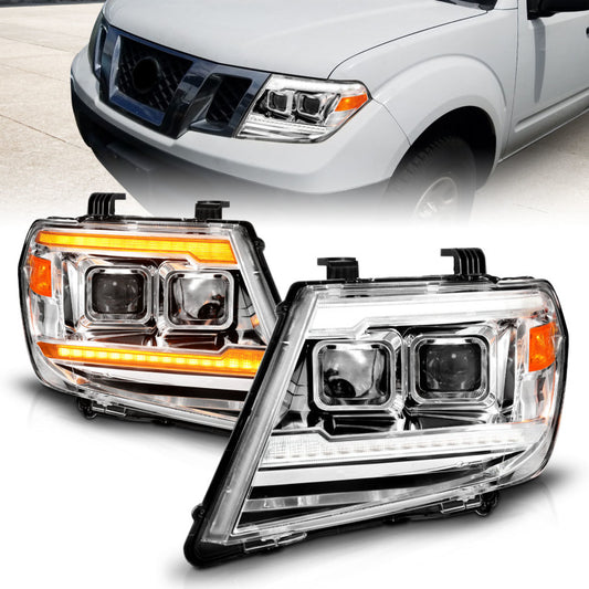 ANZO 09-20 Nissan Frontier Chrome Projector Plank Style DRL w/ Switchback & Sequential LED DRL