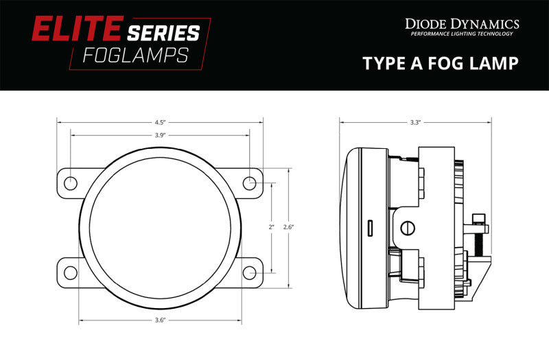 Feux antibrouillard Diode Dynamics Elite Series Type A - Blanc (paire)