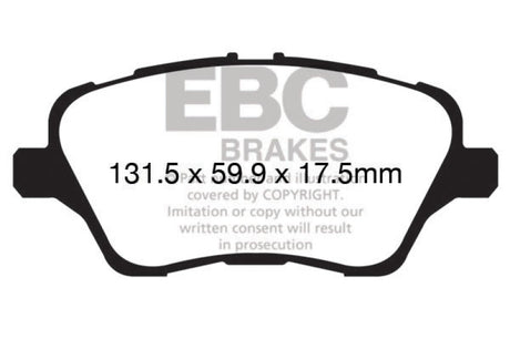 Plaquettes de frein avant EBC Bluestuff pour Ford Fiesta (MK7) 2017+