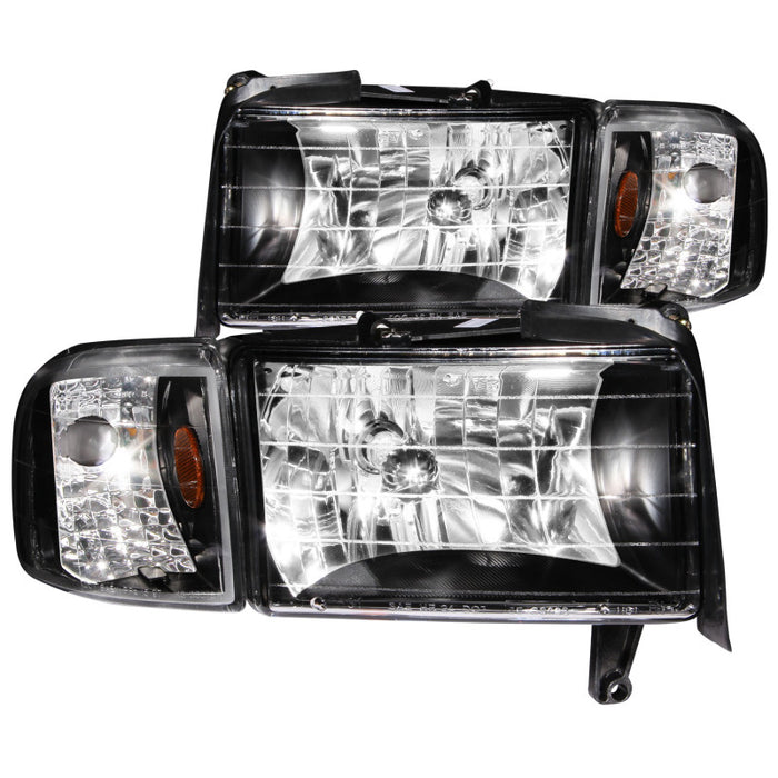 ANZO 1994-2001 Dodge Ram Crystal Headlights Black