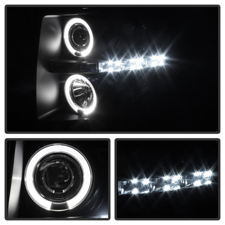 Phares de projecteur Spyder Chevy Silverado 1500/2500 07-13 LED Halo LED Blk Smke PRO-YD-CS07-HL-BSM