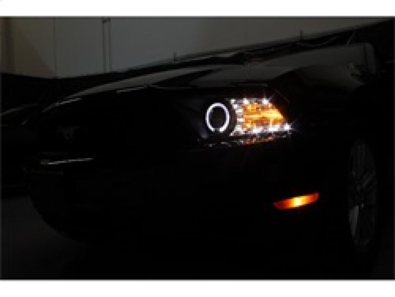 Phares de projecteur Spyder Ford Mustang 99-04 LED Halo noir haut H1 bas H1 PRO-YD-FM99-1PC-AM-BK
