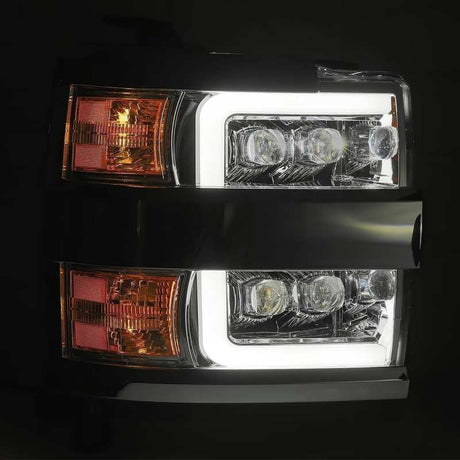 AlphaRex 15-18 Chevy 2500HD NOVA LED Proj Headlights Plank Style Black w/Activ Light/Seq Signal/DRL