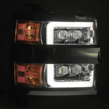 Phares à LED AlphaRex 15-18 Chevy 2500HD NOVA de style planche chromés avec éclairage actif/signal séquentiel/DRL