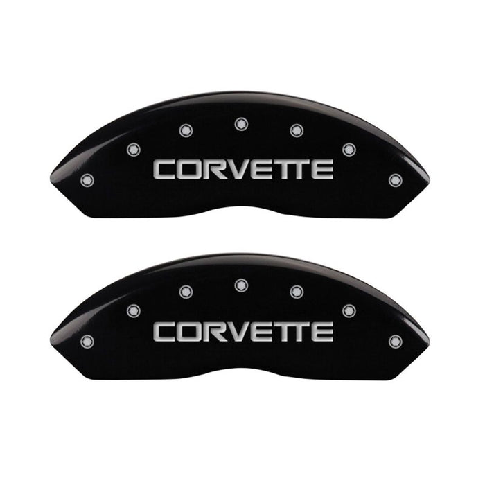 Couvre-étriers MGP 4 gravés F &amp; R C4/Corvette finition noire Silver Char 1988 Chevrolet Corvette