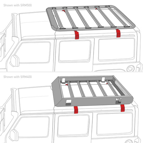 Kit de montage pour gouttière de pluie Go Rhino SRM Rack - 4 pièces (se monte sur la gouttière de pluie/rail d'égouttement d'usine)