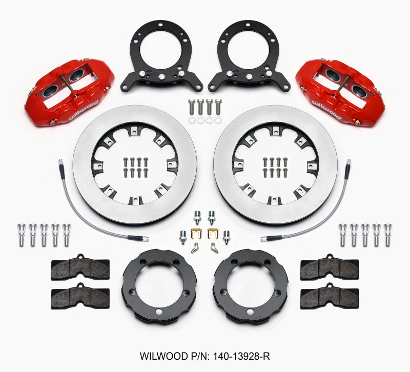 Kit de chapeau avant Wilwood D8 12,19 pouces Rotor Red 76-77 Ford Bronco Dana 44 avec lignes