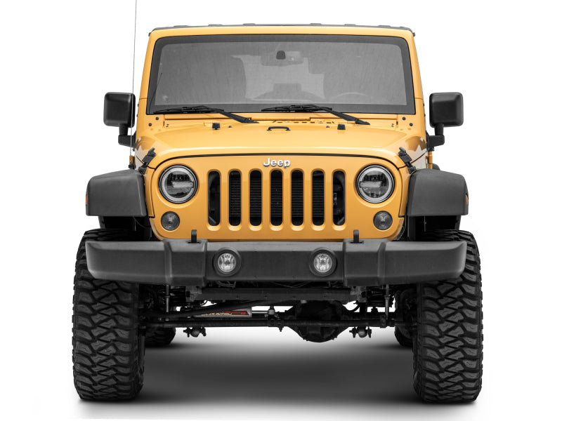 Phares à LED Raxiom 97-18 Jeep Wrangler TJ/JK 7 pouces avec halos - Boîtier noir (lentille transparente)