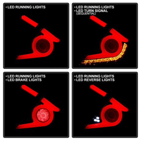 Feux arrière à LED Spyder 16-19 pour Honda Civic 5 portes à hayon - Chrome noir (ALT-YD-HC16HB-BC)