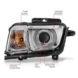 Phares de projecteur ANZO 2010-2013 Chevrolet Camaro avec halo chromé (CCFL)