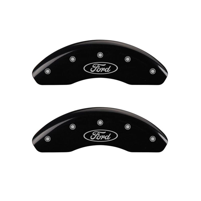 MGP Front set 2 Caliper Covers Engraved Front Oval logo/Ford Black finish silver ch