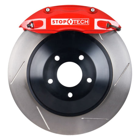 Étriers avant rouges StopTech 05-14 Ford Mustang GT BBK ST-40 1 pièce 355x32 Rotors fendus
