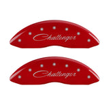 Couvre-étriers MGP 4 gravés à l'avant en cursive/gravés à l'arrière Challenger RT finition rouge argent ch