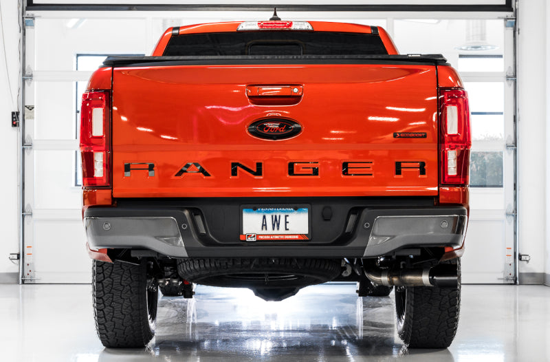 AWE Tuning 2019+ Ford Ranger 0FG Performance Exhaust System w/Diamond Black Tips & Rock Guard