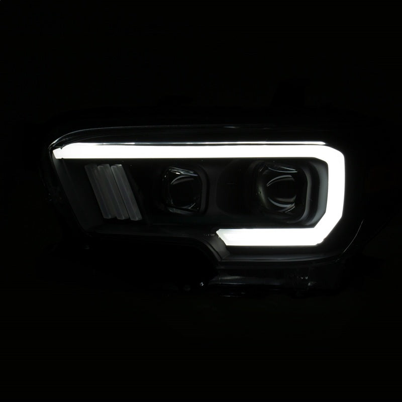 Phares de projecteur ANZO 2016-2017 Toyota Tacoma avec interrupteur de style planche noir avec ambre avec DRL