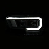 Phares de projecteur ANZO 2016-2017 Toyota Tacoma avec interrupteur de style planche noir avec ambre avec DRL