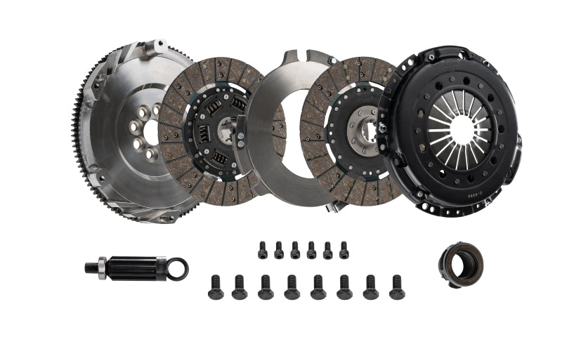Kit d'embrayage double disque DKM Clutch BMW E46 M3 MS avec volant moteur en acier (couple de 660 pi/lb)