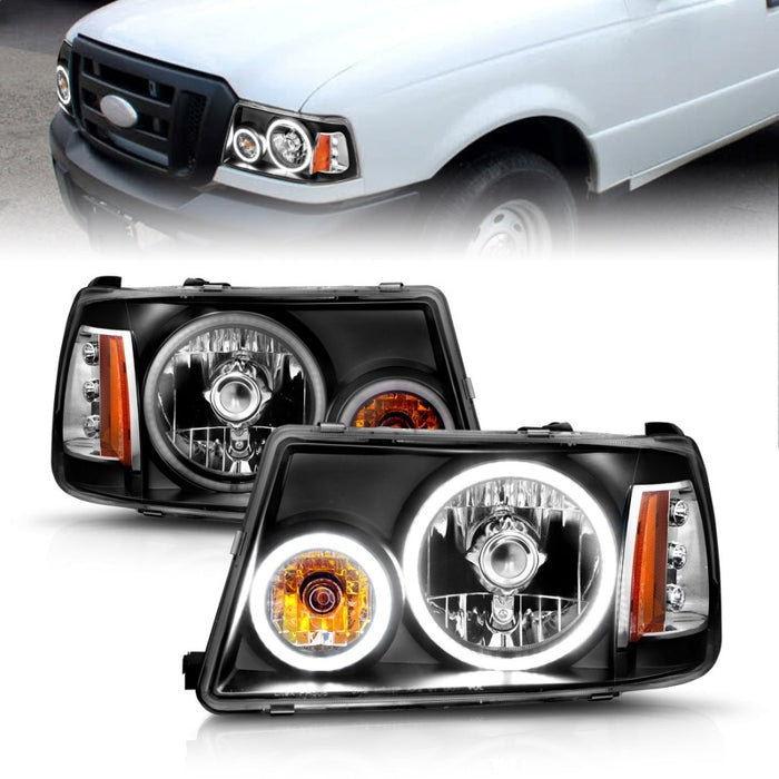 Phares de projecteur ANZO 2001-2011 Ford Ranger avec halo noir (CCFL) 1 pièce