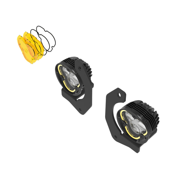 Feux antibrouillard SAE à double mode KC HiLiTES FLEX ERA 3 - Kit principal à 2 lampes pour pare-chocs en acier Jeep JK/JL/JT