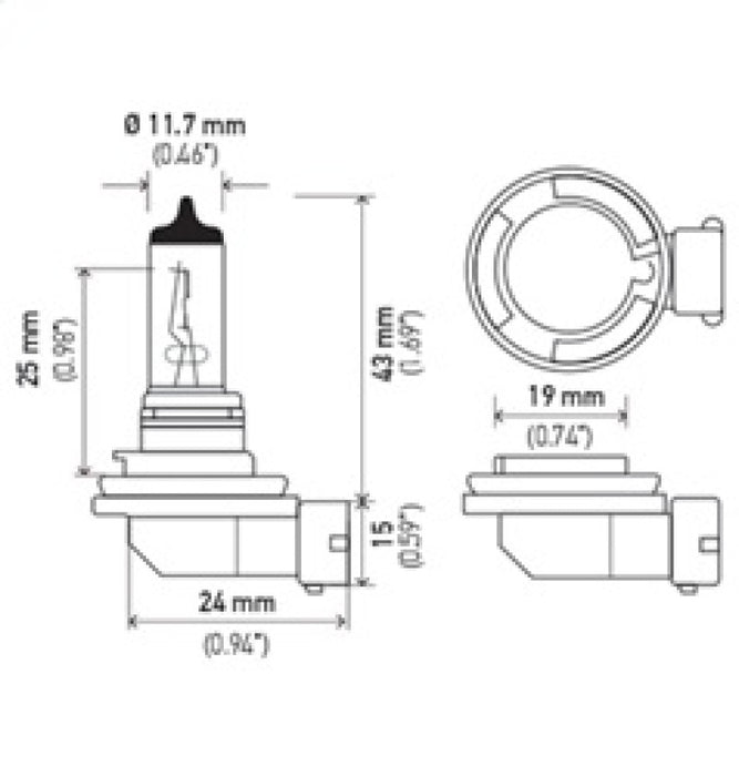 Ampoule Hella H11 12V 55W PGJ19-2 T4 LONGUE DURÉE